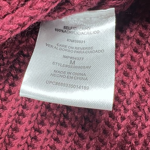 Sam Edelman Sweater Womens Size Medium Maroon V-Neck Knit Sweater - Picture 9 of 10